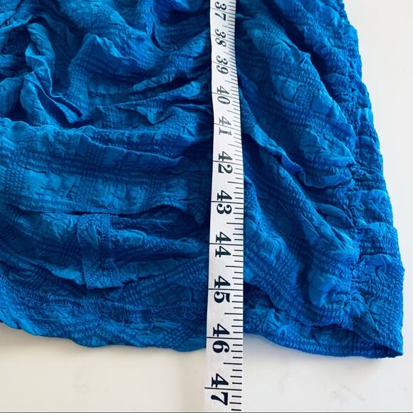 Zara Bright Blue Ruched  Bodycon Midi Dress  Bloggers Favorite Size L - Picture 8 of 12